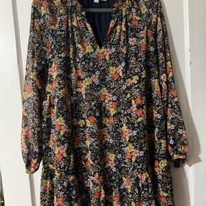 LOFT Floral Long Sleeve Dress